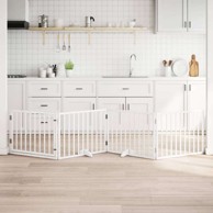 Vrata za pse s vratašcima 4 panela sklopiva 320 cm drvo topole 80 x 60 x 2 cm, bijela