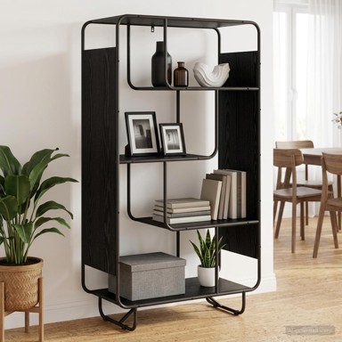 Visoka komoda 80 x 37,5 x 144 cm od prerađenog drva, crni hrast