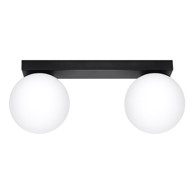 NICE LAMPS Crna stropna svjetiljka sa staklenim sjenilom ø 12 cm Umerta 