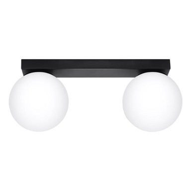 NICE LAMPS Crna stropna svjetiljka sa staklenim sjenilom ø 12 cm Umerta
