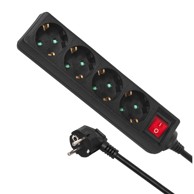 MACLEAN Razvodna letva, 4 utičnice, prekidač, 3500 W, 5 m