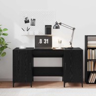 Stol s pohranom 140 x 50 x 75 cm konstruirano drvo, crni hrast