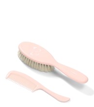 BABYONO Četka i češalj za kosu s prirodnim vlaknima Supersoft, rozi