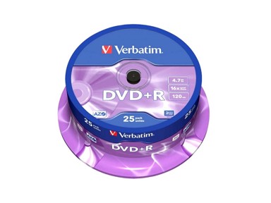 VERBATIM DVD+R medij, Matt Silver, 16×, 4,7 GB, spindle, 25 kom