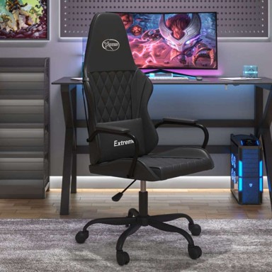 Masažna gaming stolica, crna, umjetna koža
