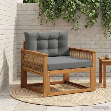 Srednja vrtna sofa, prirodna i antracit, kava uže