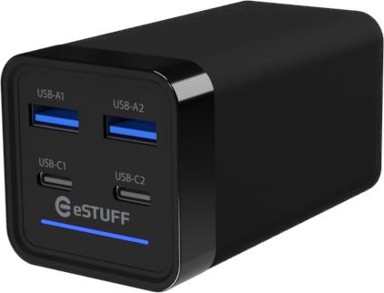 ESTUFF Punjač ES635200, za laptop, AC, brzo punjenje, crni