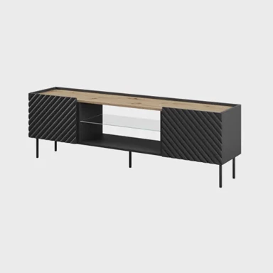 CAMA Komoda za TV Onda, 180x40x39-58 cm, zid/pod, crna