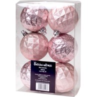 Božićni ukras, set 6 kom, ø 6 cm, roza