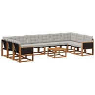 Set vanjskih sofa s jastucima 11 kom, prirodna i svjetlosiva