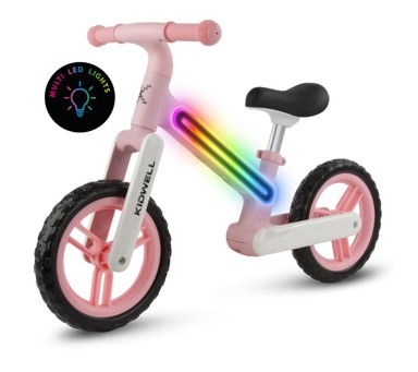 KIDWELL Dječji bicikl bez pedala Suno s LED rasvjetom pink