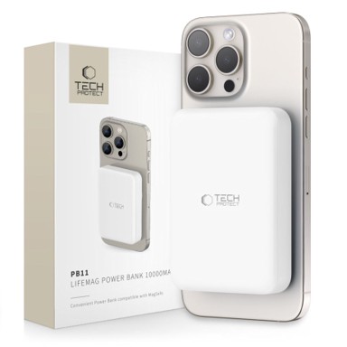 TECH-PROTECT LifeMag Powerbank PB11, 10. 000 mAh, MagSafe, bijela