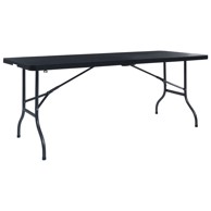 Sklopivi vrtni stol crni 180 x 75 x 72 cm HDPE imitacija ratana