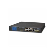 PLANET Switch 8-Port 1GbE RJ45 802.3at PoE 2 Port 1GbE RJ45 2-Port 1G SFP with LCD Monitor