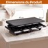 COSTWAY Raclette roštilj 2 u 1 s 8 tavica i drvenim lopaticama, 1400 W, 48 x 24 x 12 cm, crni