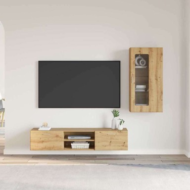 Set TV komoda s ladicama konstruirano drvo, umjetnički hrast