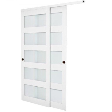 VEVOR Klizna vrata ormara, 5 panela, matirano staklo, 1524x2032 mm, bijela
