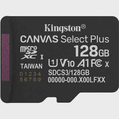 KINGSTON Memorijska kartica microSDXC Canvas Select Plus, 128GB, crna, UHS-I, U1, Class 10, V10