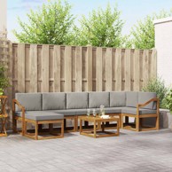 Set vanjskih sofa s jastukom 8 kom, prirodna i svijetlo siva