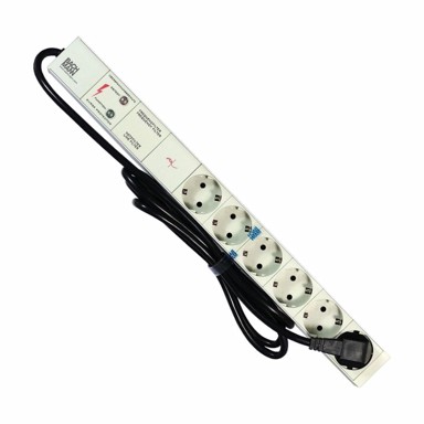 BACHMANN Rack razdjelnik s 6 utičnica 220V ALU s prenaponskom zaštitom i filtrom, siva