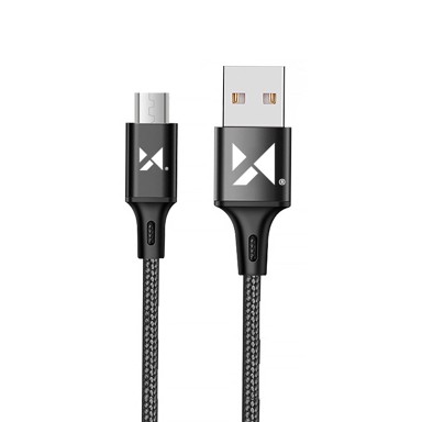 WOZINSKY Kabel USB-A na Micro USB, 2.4A, 1 m, crni