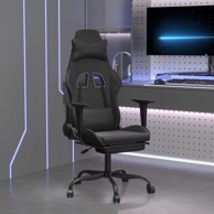 Masažna gaming stolica s osloncem za noge crna od umjetne kože