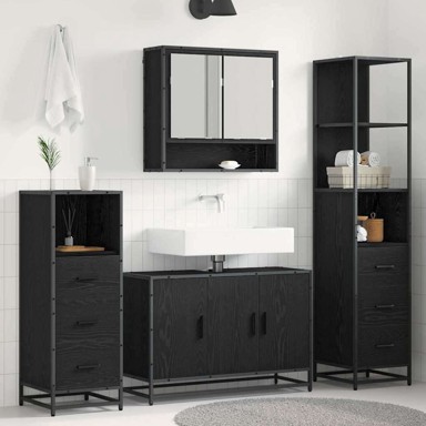 Set namještaja za kupaonicu, 4 kom, 90 x 33 x 60 cm, crni hrast