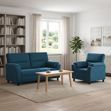 Set sofe 2 kom baršun, plava