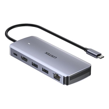 UNITEK Docking stanica D1120A01, USB-C, 2x USB-A, 1x USB-C, 1x HDMI, 1x RJ45, 1x M.2, sivi