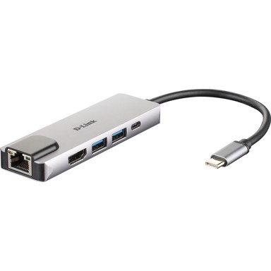 D-LINK Docking stanica DUB-M520, USB-C, 2x USB-A, 1x USB-C, 1x HDMI, 1x ethernet, sivi