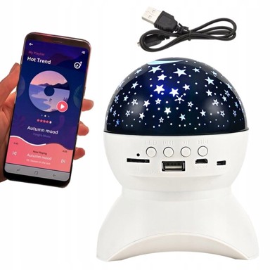 VERKGROUP LED RGB projektor sa zvučnikom, USB, SD, Bluetooth, bijeli