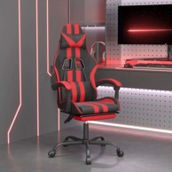 Gaming stolica, umjetna koža, s naslonom za noge, crno/crvena