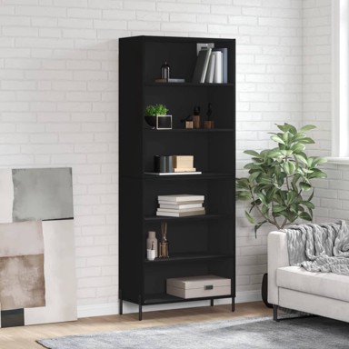Visoka komoda crna 69,5 x 32,5 x 180 cm od konstruiranog drva