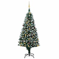Umjetna božićna jelka s LED svjetlima, kuglicama i češerima 210 cm
