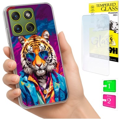 Maskica za Motorola Edge 70, s tigrom, sa zaštitnim staklom