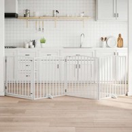 Vrata za pse s vratašcima 4 panela sklopiva 320 cm drvo topole 80 x 90 x 2 cm, bijela