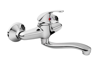 BALLETTO Slavina za umivaonik ili sudoper 81012, razmak 100 mm, zakrivljena ruka 20 cm, kartuša 35 mm, krom