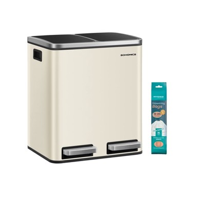 SONGMICS Kanta za smeće s 2 pregrade 41x31,5x47 cm, bež
