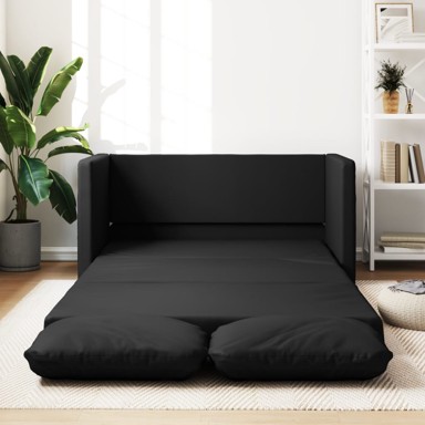 Podni kauč na razvlačenje 2-u-1 crni 112x174x55 cm umjetna koža