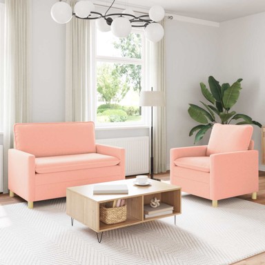 Set sofa 2 kom od tkanine, ružičasti