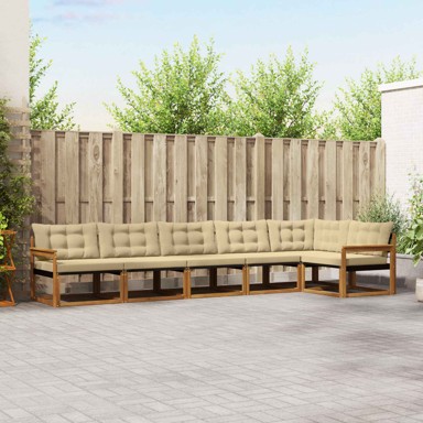 Set vanjskih sofa, 6 kom, s jastucima, prirodna i bež