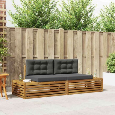 Set vanjskih sofa s jastucima, prirodna i antracit, 2 kom