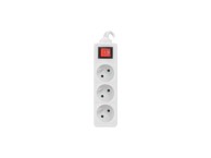 LANBERG Produžni kabel, 3 m, 3× 230 V, s prekidačem, bijeli