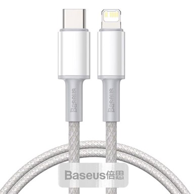 BASEUS Kabel USB-C/Lightning, QC, PD 20W, 1 m, pleteni, bijeli