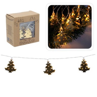 Božićne LED lampice na baterije, 10 svjetala s motivom božićnog drvca