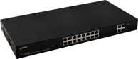 PULSAR Switch SF116, upravljivi Fast Ethernet (10/100), Power over Ethernet (PoE), 1U, crni