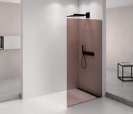 POLYSAN ARCHITEX Tuš pregrada, 662 mm, Marron staklo, Antidrop, visina 2100 mm, crna mat
