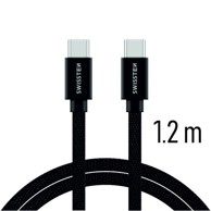 SWISSTEN Kabel USB-C/USB-C, platneni, 3A, 1.2M, crni