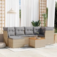 7-dijelni set vrtnih sofa s jastucima bež od poliratana