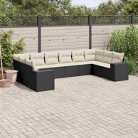 10-dijelni set vrtnih sofa s jastucima crni od poliratana